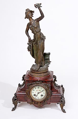 FRENCH FIGURAL CLOCKA spelter figural 373cdd