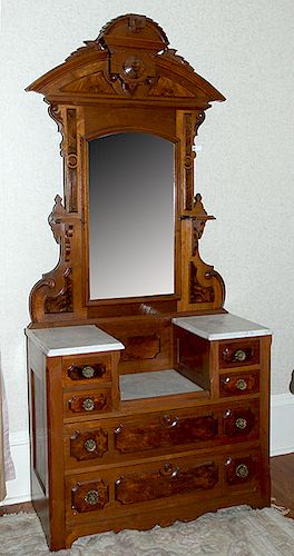 VICTORIAN DRESSERA late Victorian walnut