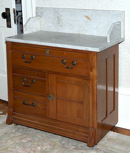 OAK MARBLE TOP WASH STANDA ca 1900 373d4c