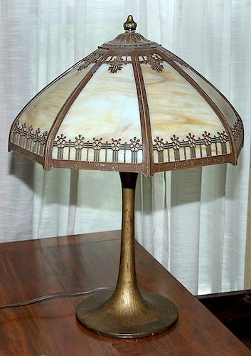 SLAG GLASS LAMPA 1930s rewired slag