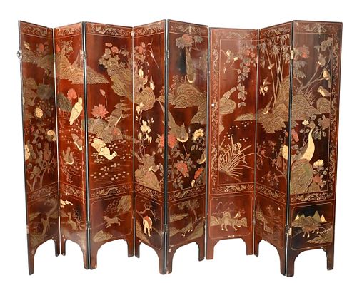 EIGHT PANEL CHINESE LACQUER SCREENEight 373e82