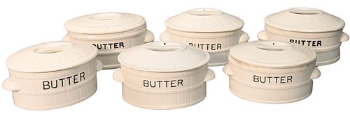 GROUPING OF SIX ANTIQUE BUTTER DISHES
