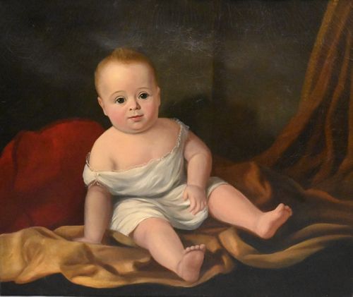 FOLK PORTRAIT OF A SEATED BABY 373ee3