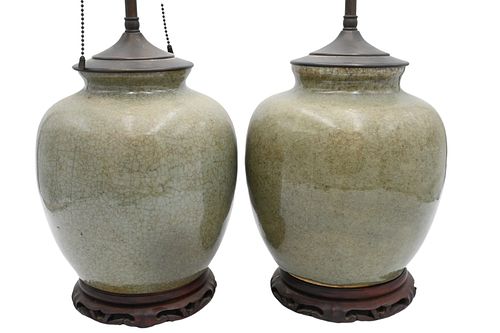 PAIR OF MUTIN CRACKLE GLAZED VASESPair 373f2d