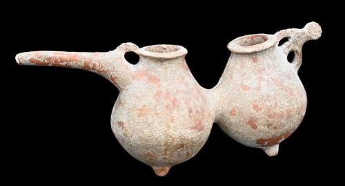 IRANIAN POTTERY DOUBLE VESSEL WITH