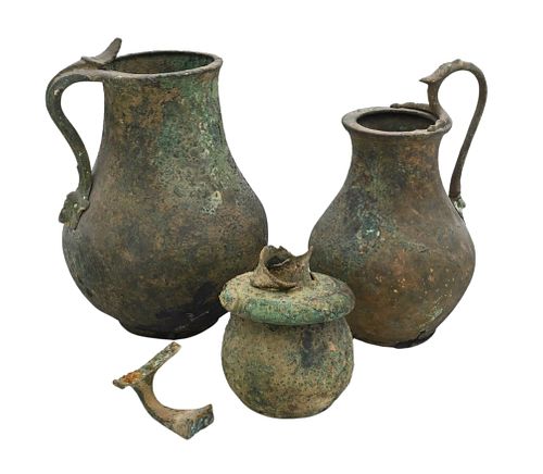 THREE ROMAN BRONZE VESSELSThree