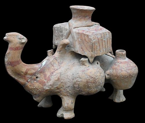 PARTHIAN POTTERY CAMEL WITH VESSELSParthian 373fe2