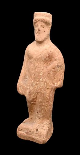 GREEK TERRACOTTA BEARDED GOD FIGUREGreek