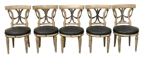 FIVE FRENCH STYLE PAINTED CHAIRSFive