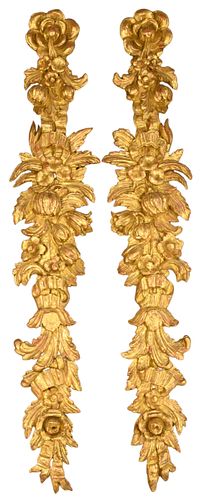 PAIR OF GILT CARVED FLORAL WALL 374072