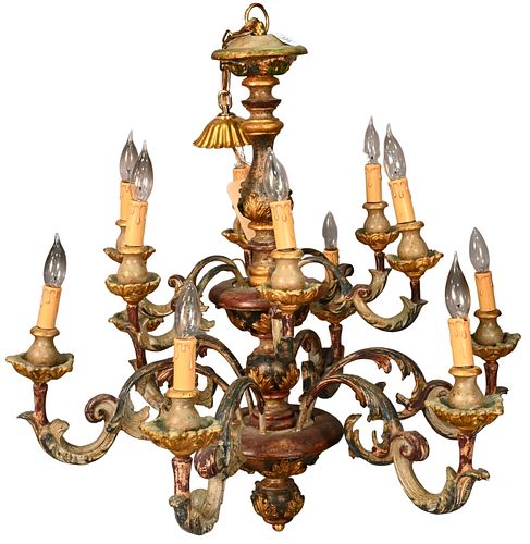 12 LIGHT HARCHOW FRENCH STYLE PAINTED 3740a0