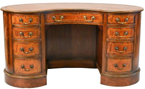 KIDNEY SHAPED DESK WITH LEATHER TOP
