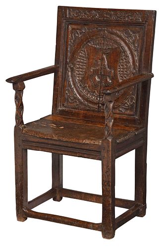 RARE EARLY BRITISH CARVED OAK OPEN