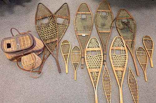 EIGHT PAIRS OF SNOW SHOES AND TWO 374146