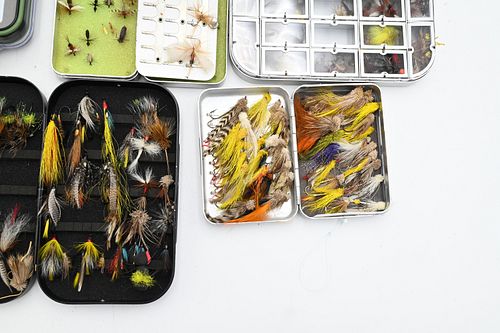 SIX FLY BOXES OF FLIES, MUDDLERS,