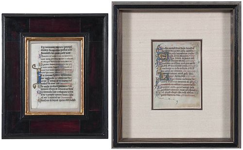 TWO FRAMED ILLUMINATED MANUSCRIPT 37417f