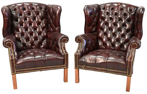 PAIR OF LEATHER TUFTED LEATHER