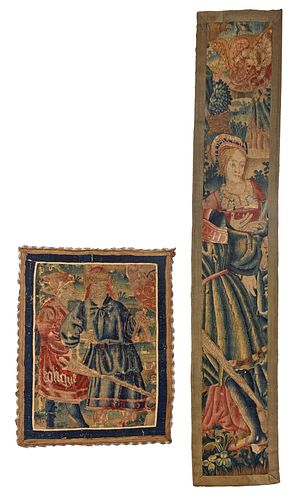 TWO TAPESTRY FRAGMENTS OF TWO ROBED 374186