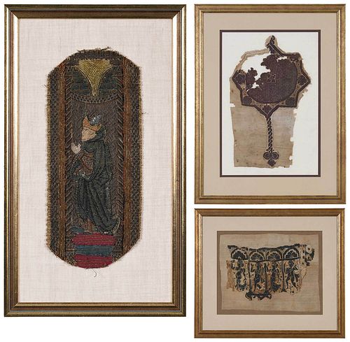 THREE FRAMED COPTIC TEXTILE FRAGMENTSEgyptian,