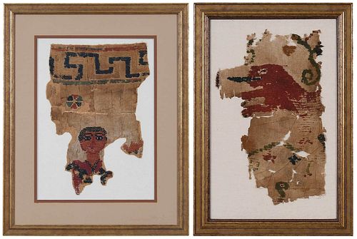 TWO FRAMED COPTIC TEXTILE FRAGMENTSEgyptian,