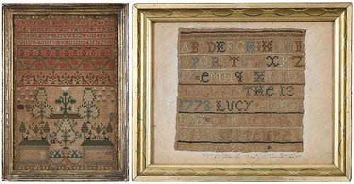 TWO FRAMED NEEDLEWORK SAMPLERSBritish  37419c