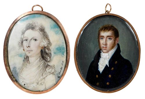 TWO BRITISH SCHOOL PORTRAIT MINIATURES  3741ae