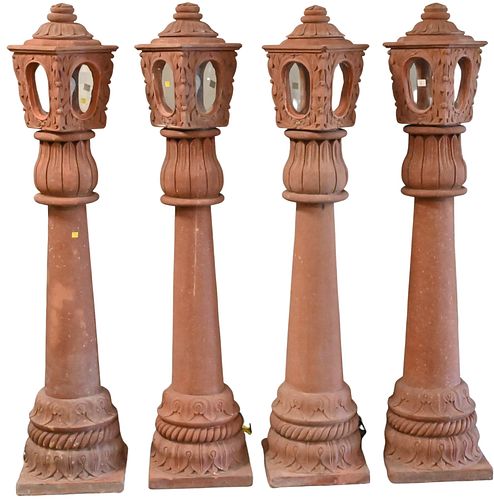 SET OF FOUR EARTHENWARE OUTDOOR