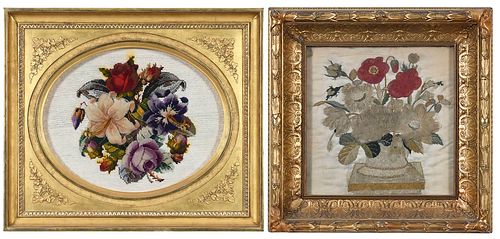 TWO 19TH CENTURY RAISED FLORAL