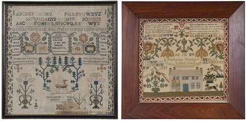 TWO NEEDLEWORK SAMPLERS19th century  3741ce