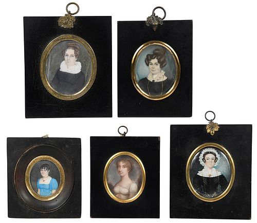 FIVE BRITISH PORTRAIT MINIATURES 3741d5