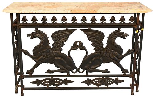 IRON AND MARBLE CONSOLE TABLEIron