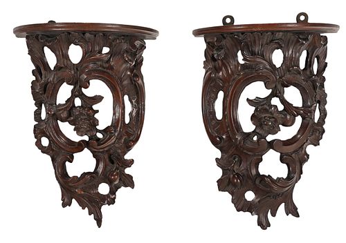 FINE PAIR CHIPPENDALE CARVED MAHOGANY 374218