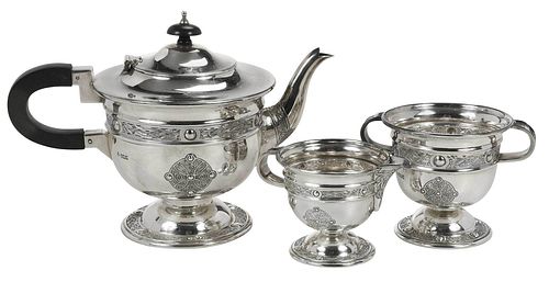 THREE PIECE IRISH SILVER TEA SERVICEDublin,