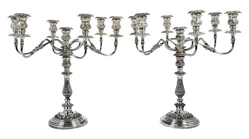 LARGE PAIR OF ENGLISH SILVER PLATE
