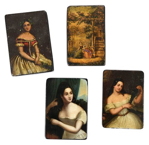 GROUP OF FOUR LACQUERED AND PAINTED