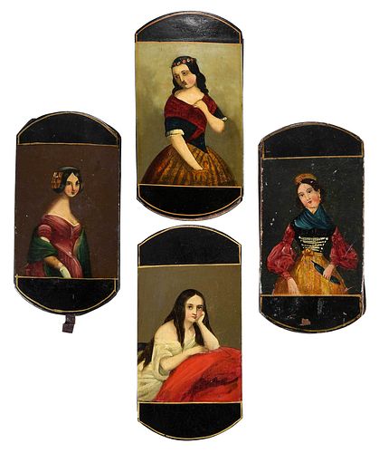 FOUR BLACK LACQUERED CIGAR CASES 3742e2