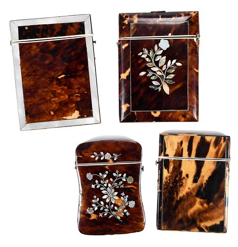 FOUR TORTOISESHELL CARD CASES,