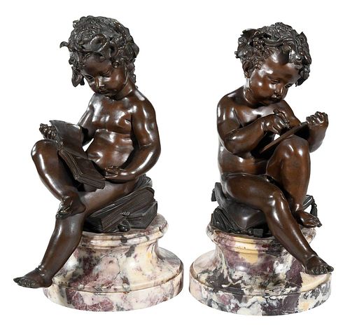 PAIR OF CONTINENTAL BRONZE ALLEGORICAL 37433f