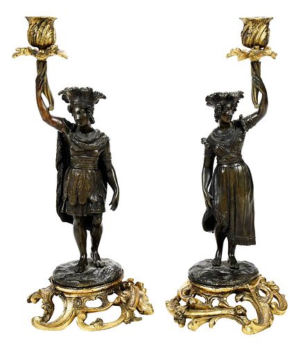 PAIR OF ROCOCO REVIVAL BRONZE FIGURAL 374348