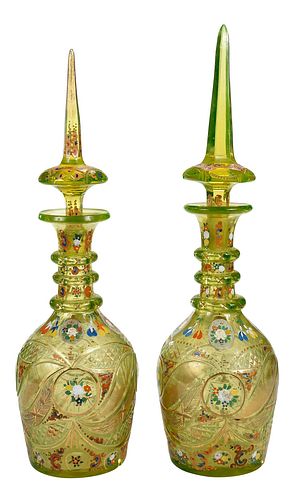 NEAR PAIR OF BOHEMIAN YELLOW GLASS 374359