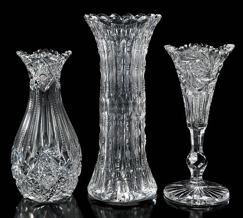 THREE AMERICAN BRILLIANT CUT GLASS 3743bc