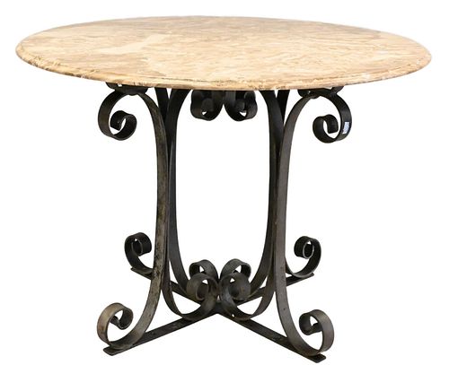 FIVE PIECE GRANITE TOP ROUND TABLEFive