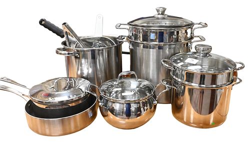 GROUP OF STAINLESS STEEL POTS  37440c