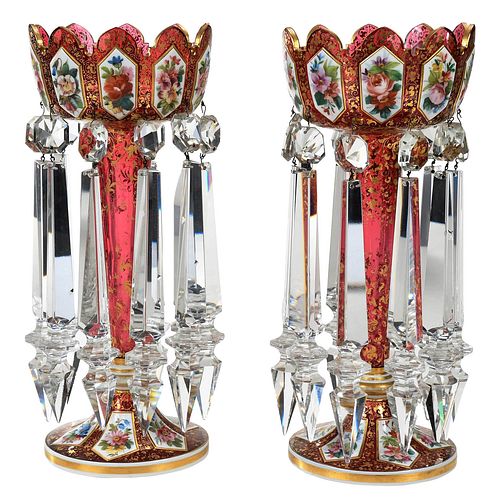 PAIR OF BOHEMIAN CRANBERRY GLASS 374454
