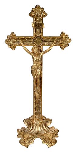 GILT BRONZE CRUCIFIXlate 19th/20th century,