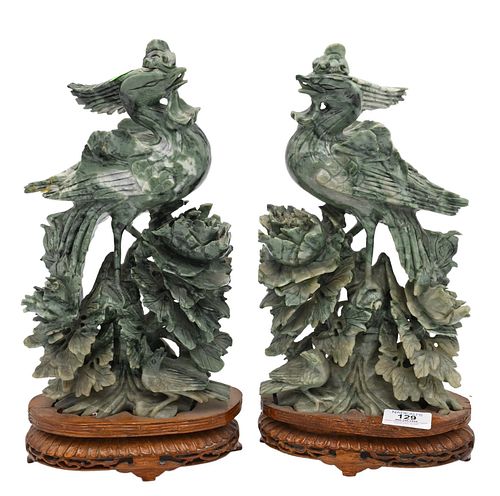 PAIR OF CHINESE SCULPTURES OF PHOENIX