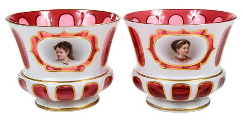 PAIR OF BOHEMIAN CRANBERRY GLASS 374471