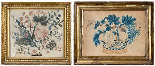 TWO FRAMED 19TH CENTURY PAINTED 3744a1