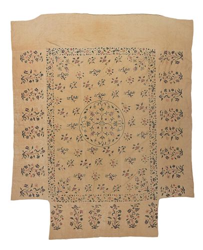 AMERICAN EMBROIDERED COVERLET19th 3744a7