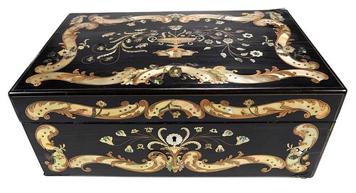 LACQUERED MOTHER OF PEARL LAP DESKBritish  37451a